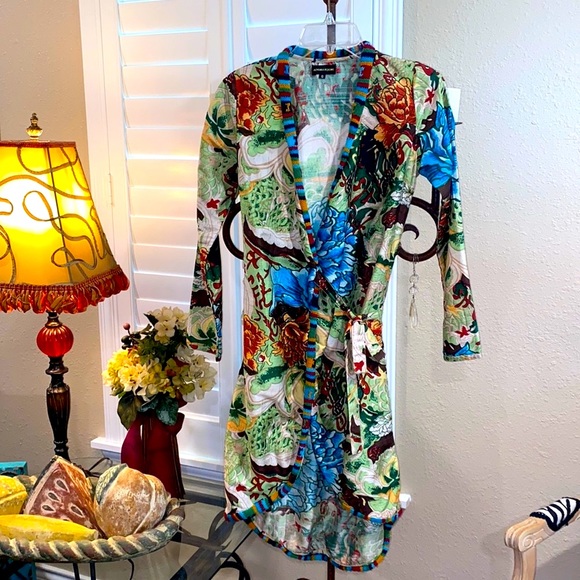 Vintage Aiyana Itchome Dupioni 100% Silk Wrap Dress - Picture 1 of 10